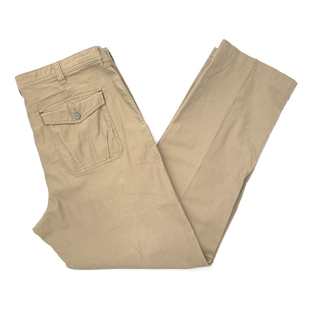 Transcript Khaki Flat Front Straight Leg Cotton Chino Men's Pants Size W38 L34 - Picture 8 of 8